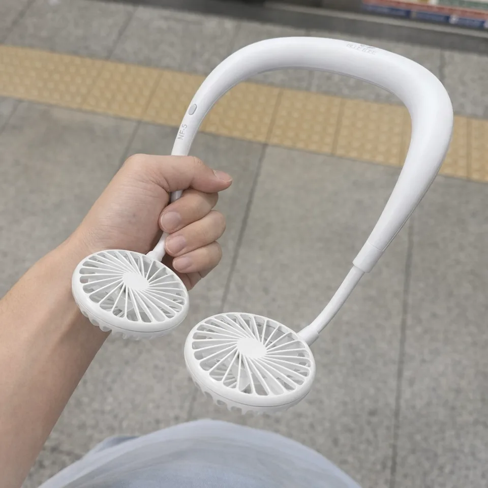 블루아이디 넥밴드 휴대용 목 선풍기 BLDC 모터 2000mAh, BI-NF5, 화이트